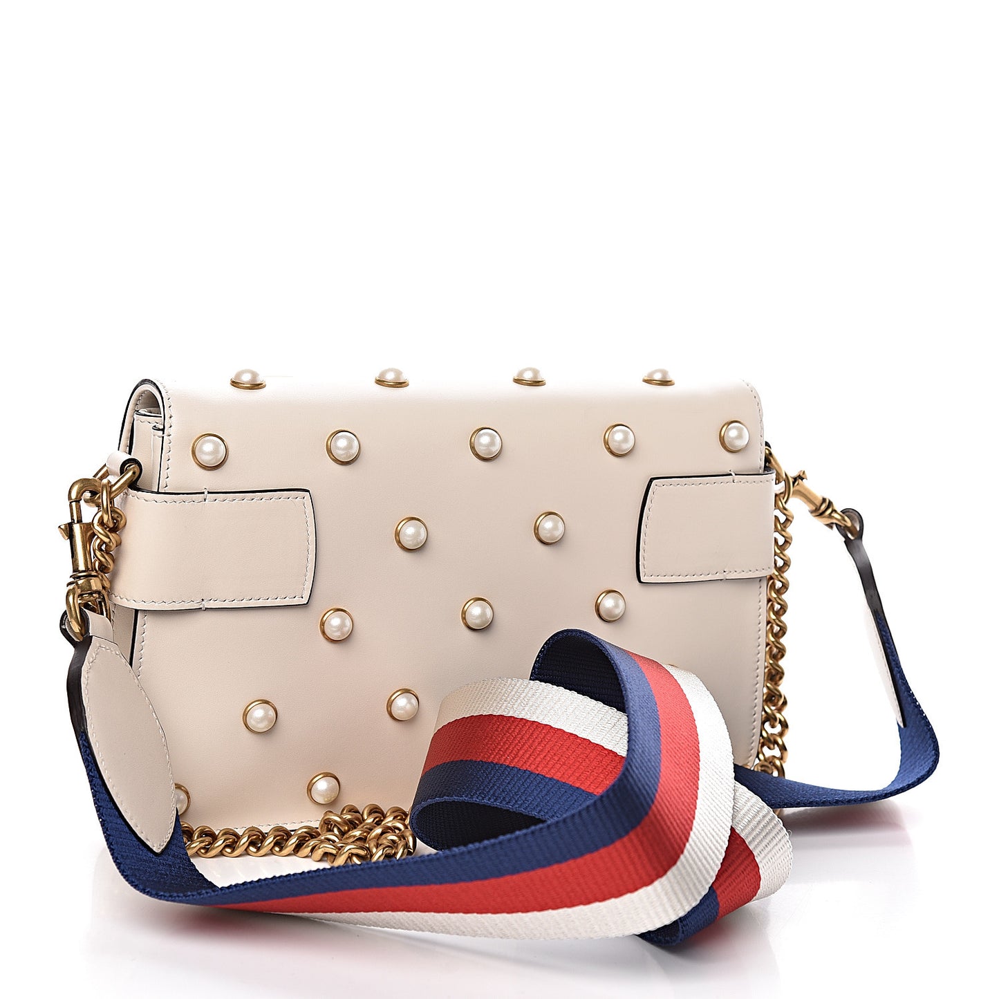 Nappa Pearl Studded Mini Queen Margaret Broadway Shoulder Bag Mystic White