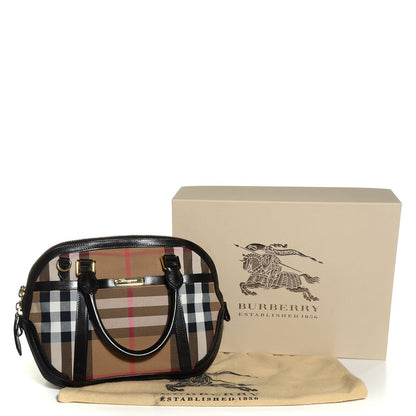 Burberry Bridle Calfskin House Check Small Orchard Bowling Bag Black 5 of 12