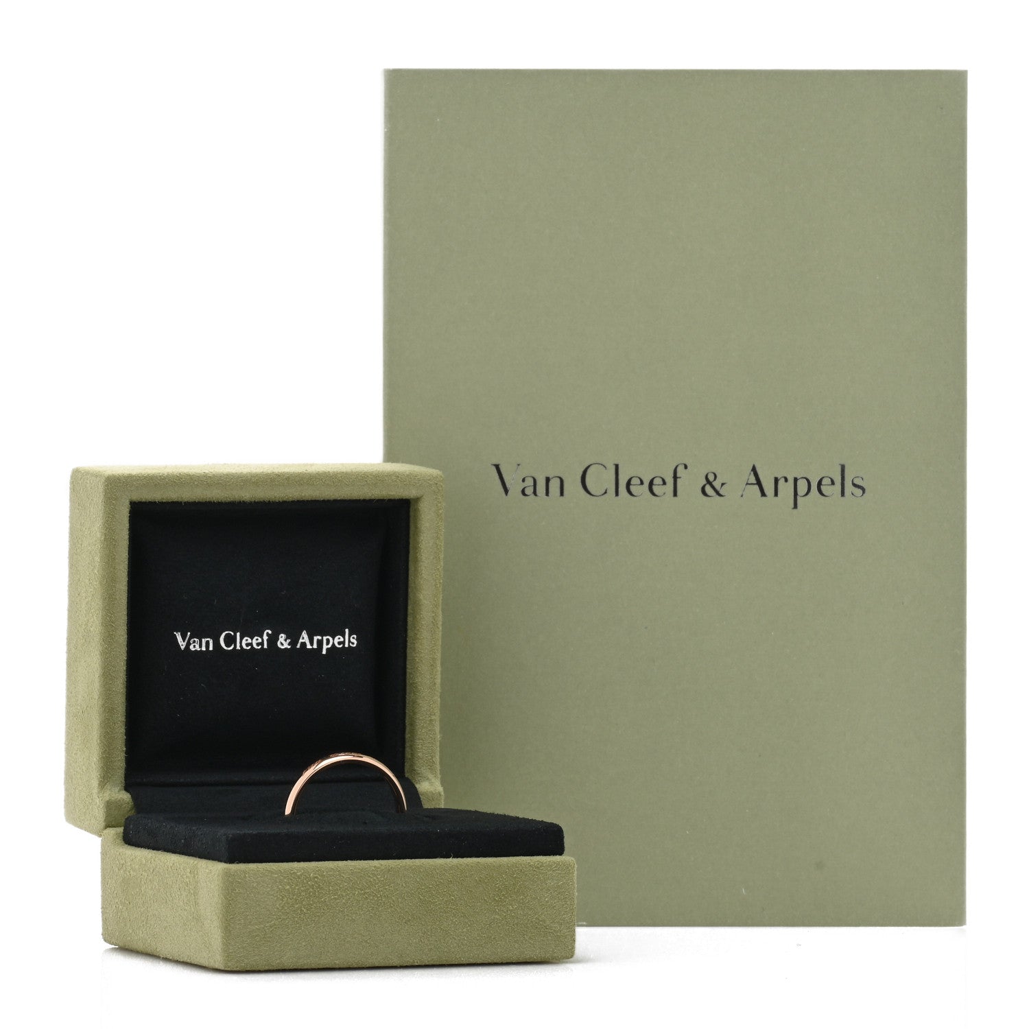 Van Cleef & Arpels 18K Rose Gold Tendrement Signature Wedding Band Ring 60 9 5 of 5