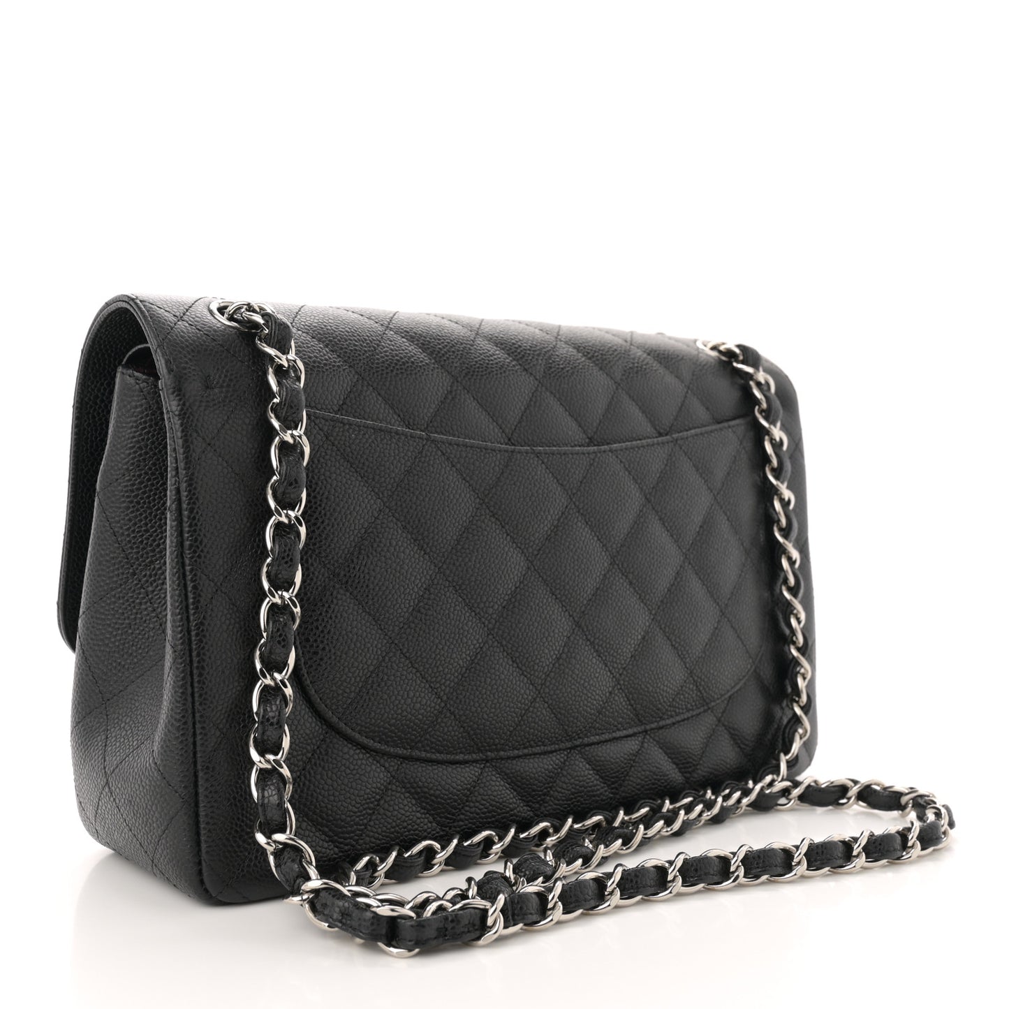 Caviar Quilted Jumbo Double Flap Black