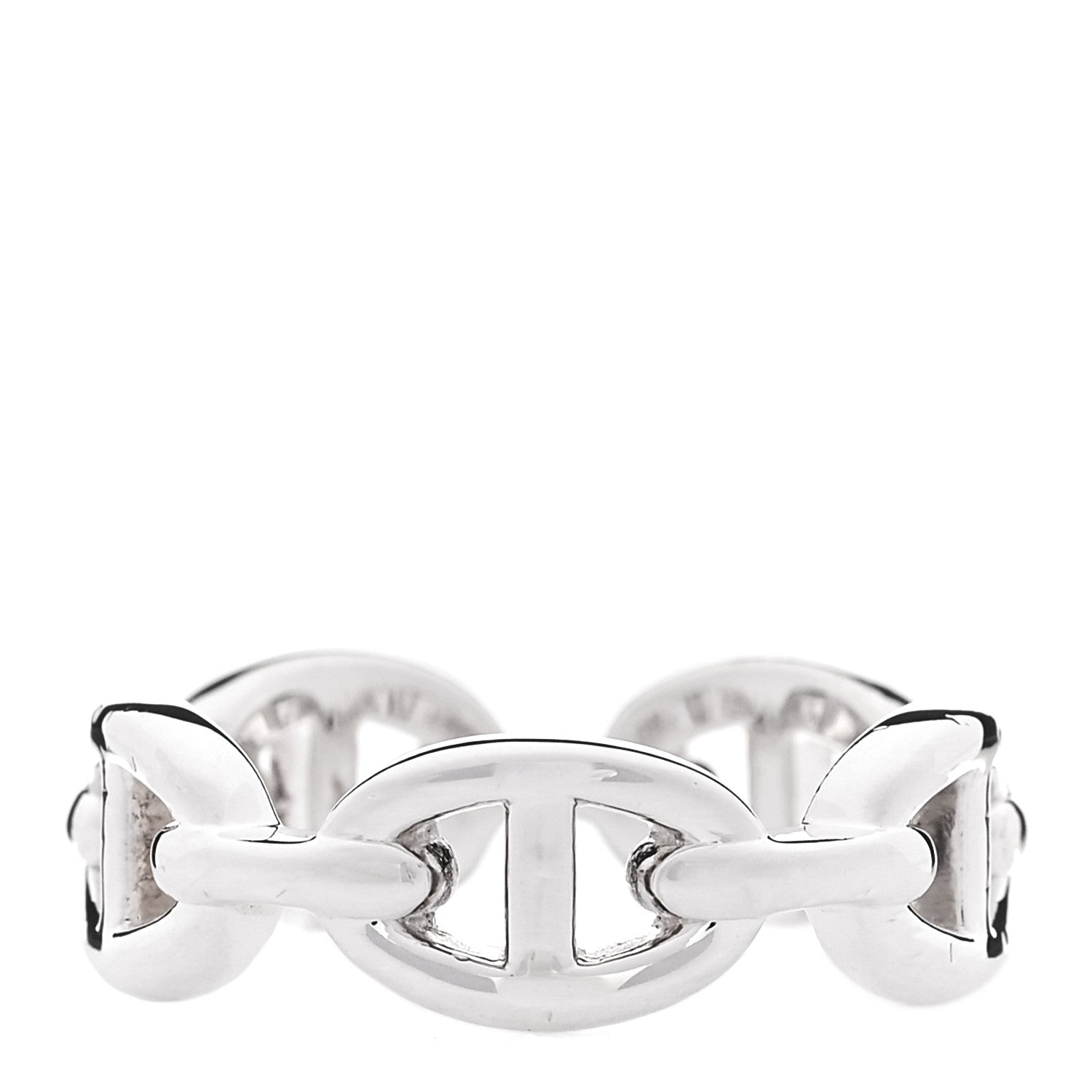 Hermes Sterling Silver PM Chaine d'Ancre Enchainee Band Ring 55 7.25 3 of 6