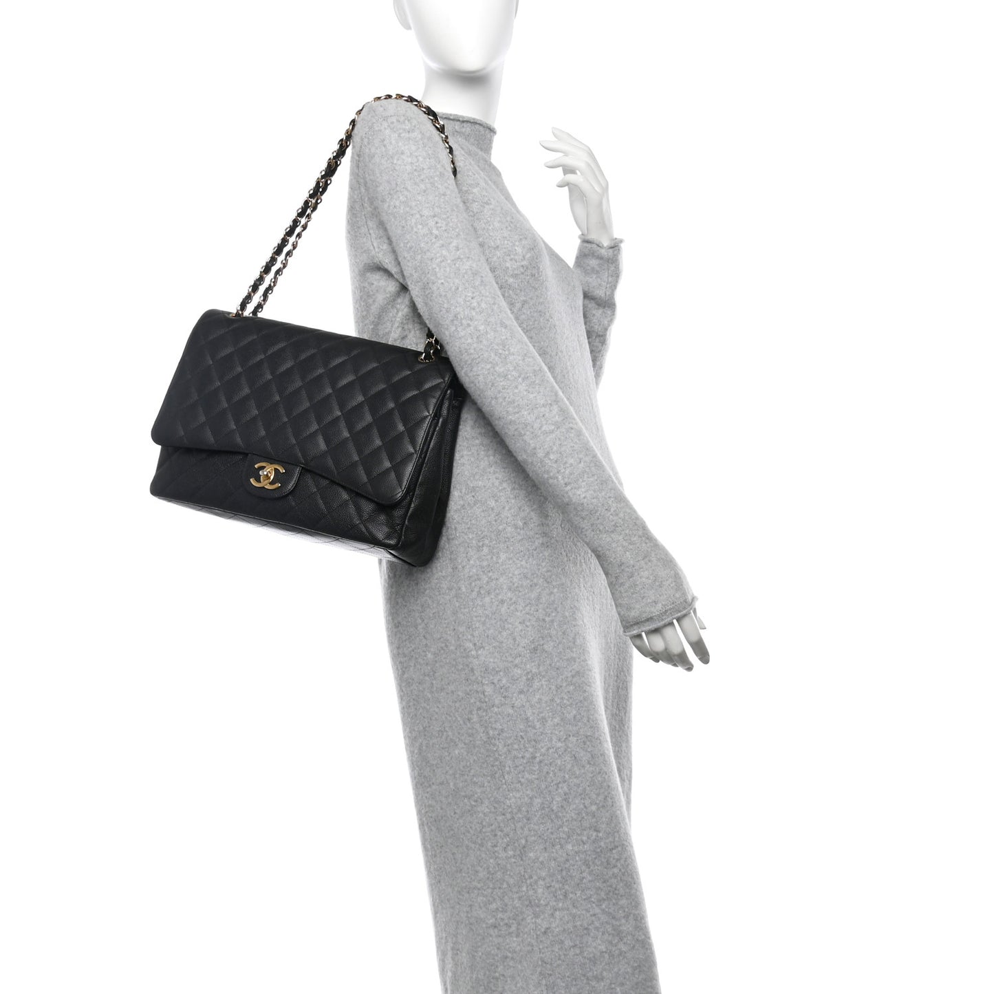 Caviar Quilted Maxi Double Flap Black