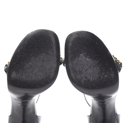 Saint Laurent Patent Calfskin Chain Jane 110 Ankle Strap Sandals 37 Black 6 of 8