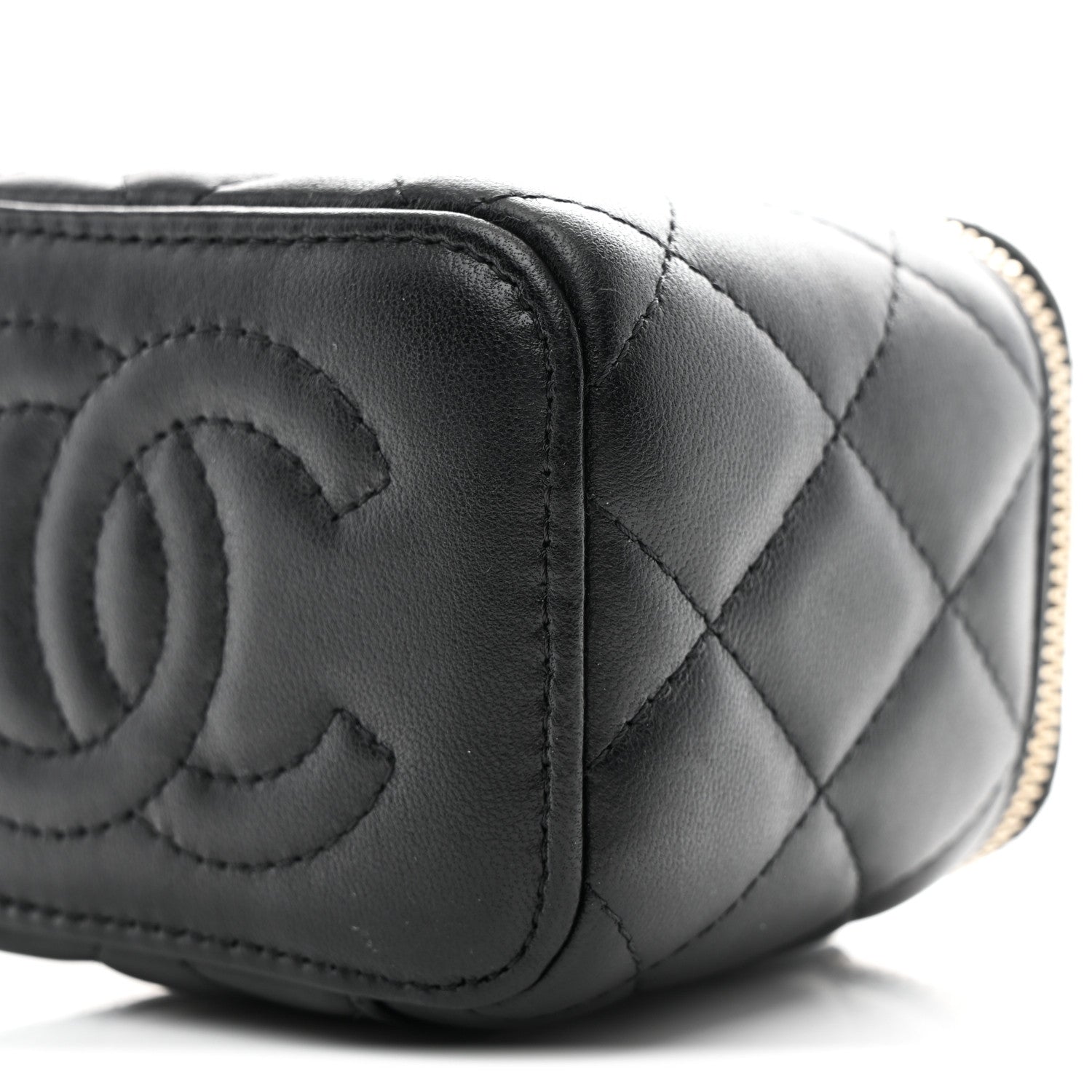Chanel Lambskin Quilted Mini Vanity Case With Chain Black 10 of 10