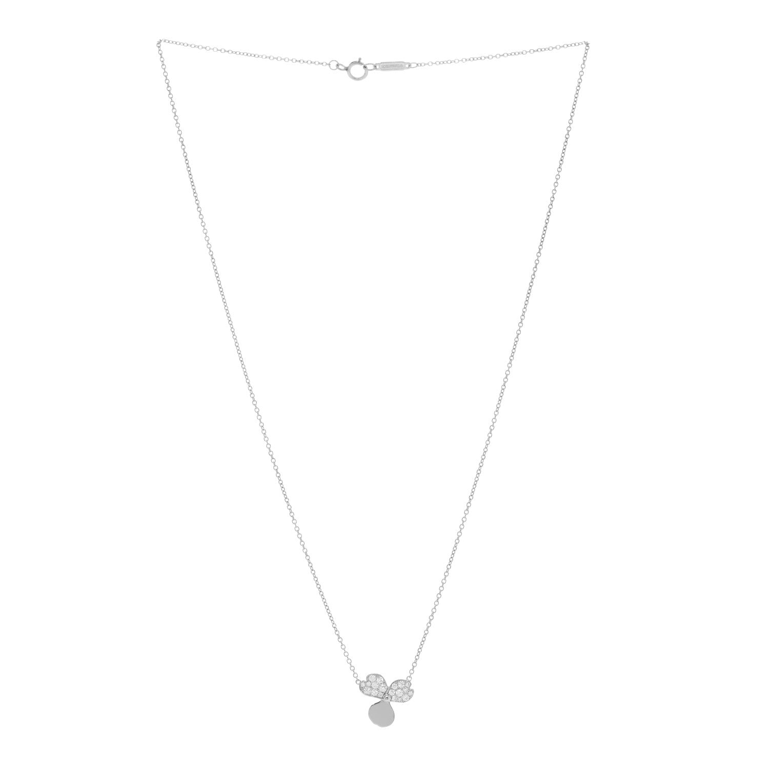 Tiffany Platinum Diamond .17ctw Small Paper Flowers Pendant Necklace 3 of 4