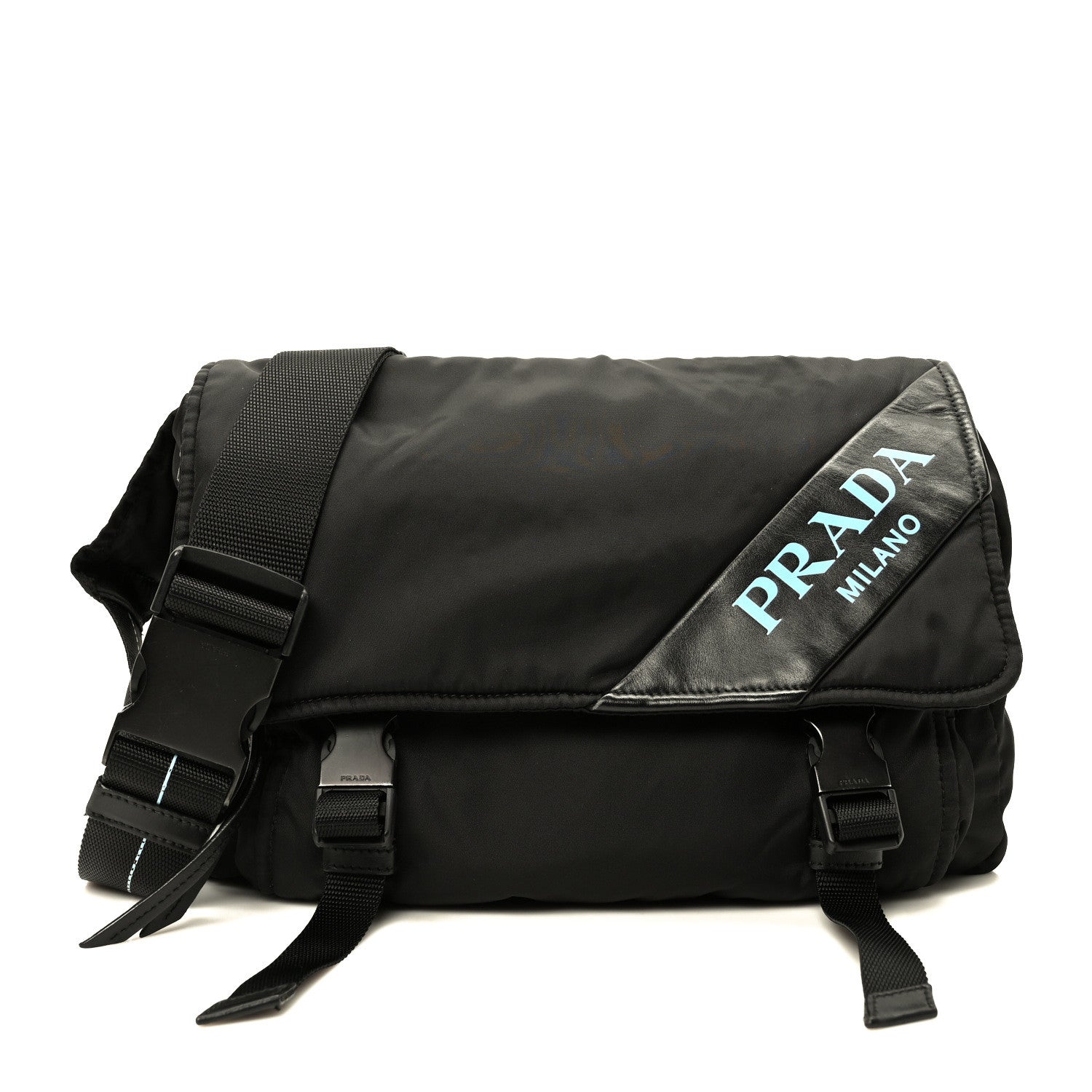 Prada Tessuto Nylon Logo Messenger Bag Black 1 of 9