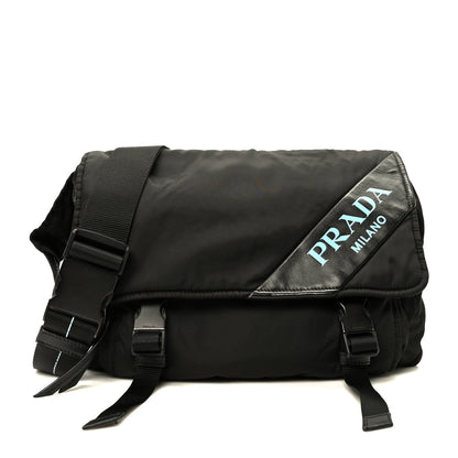 Prada Tessuto Nylon Logo Messenger Bag Black 1 of 9