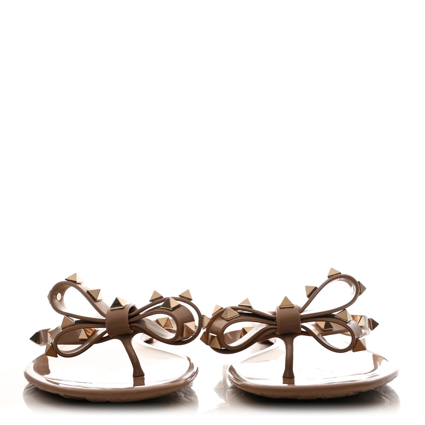 PVC Jelly Rockstud Bow Thong Sandals 38 Poudre