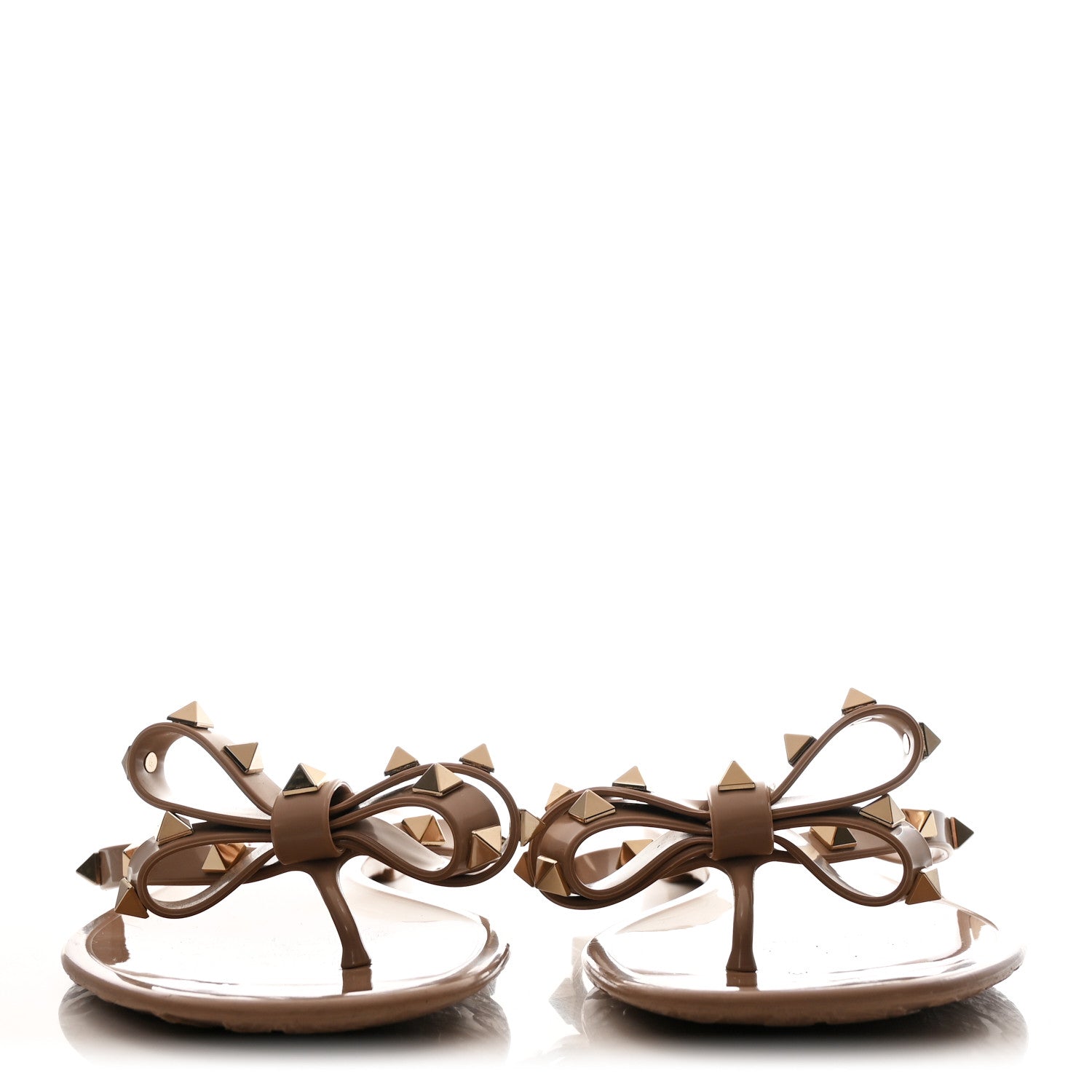 Valentino Garavani PVC Jelly Rockstud Bow Thong Sandals 38 Poudre 3 of 9
