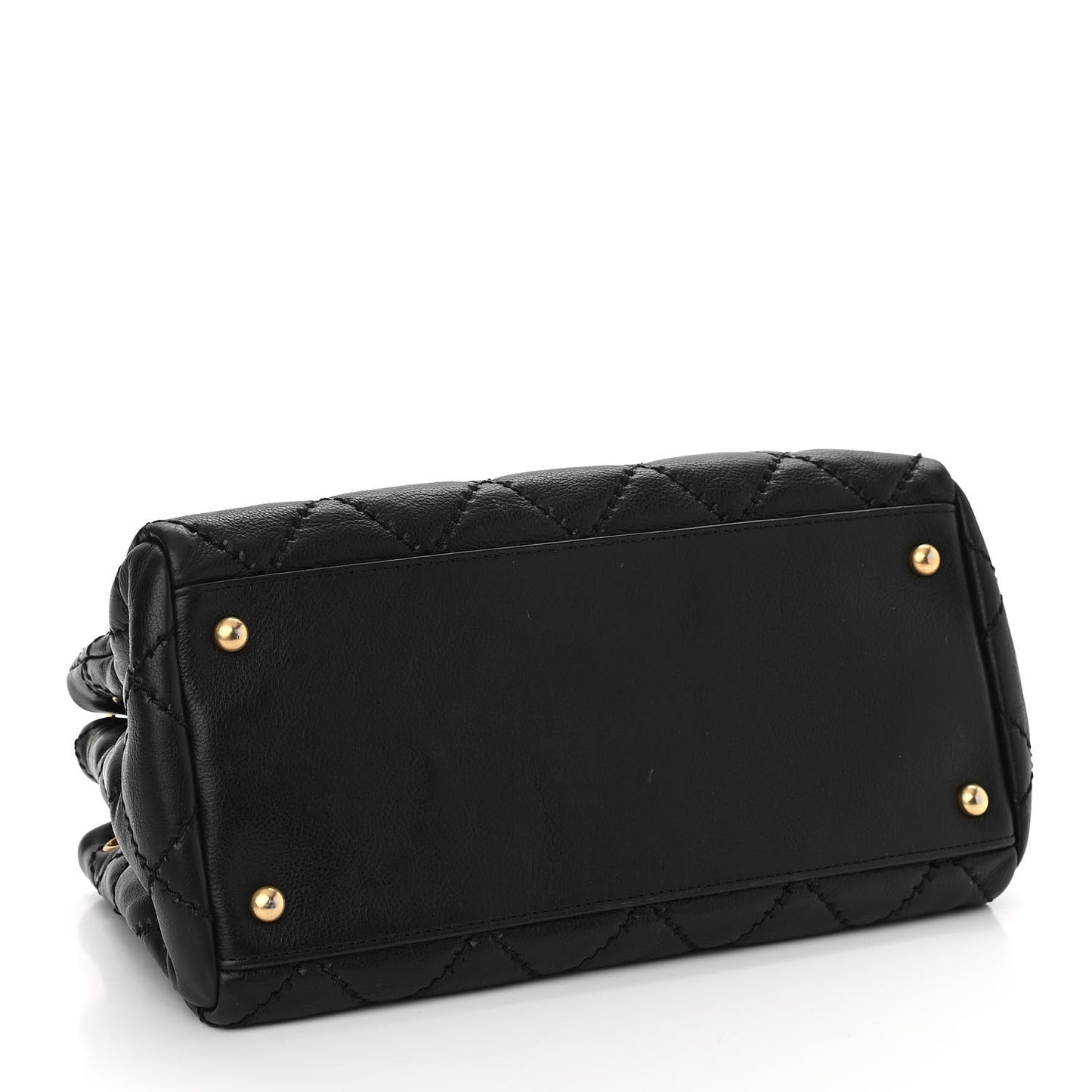 Calfskin Stitched Small Retro Chain Tote Black