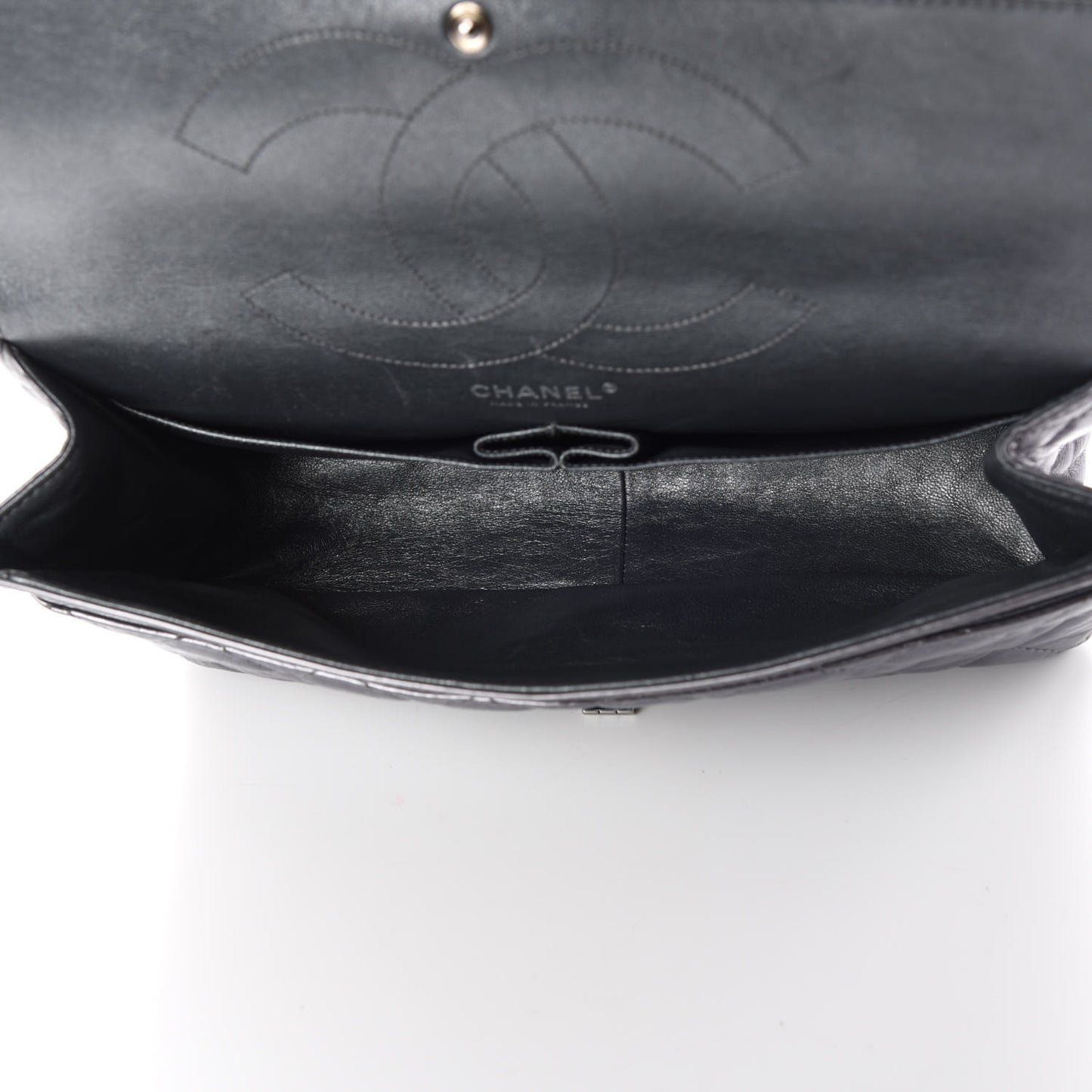 Metallic Aged Calfskin Quilted 2.55 Reissue 227 Flap Dark Silver