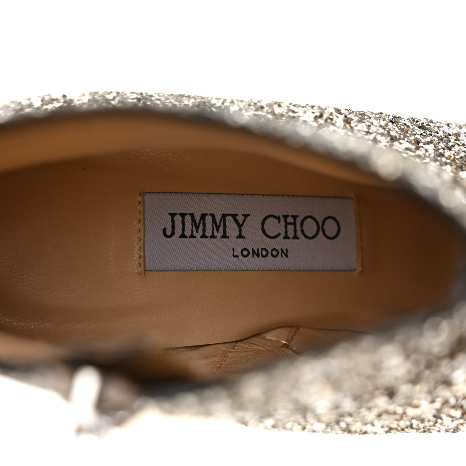 Jimmy Choo Shadow Coarse Glitter Crystal Hanover 65mm Booties 37.5 Chai 7 of 9
