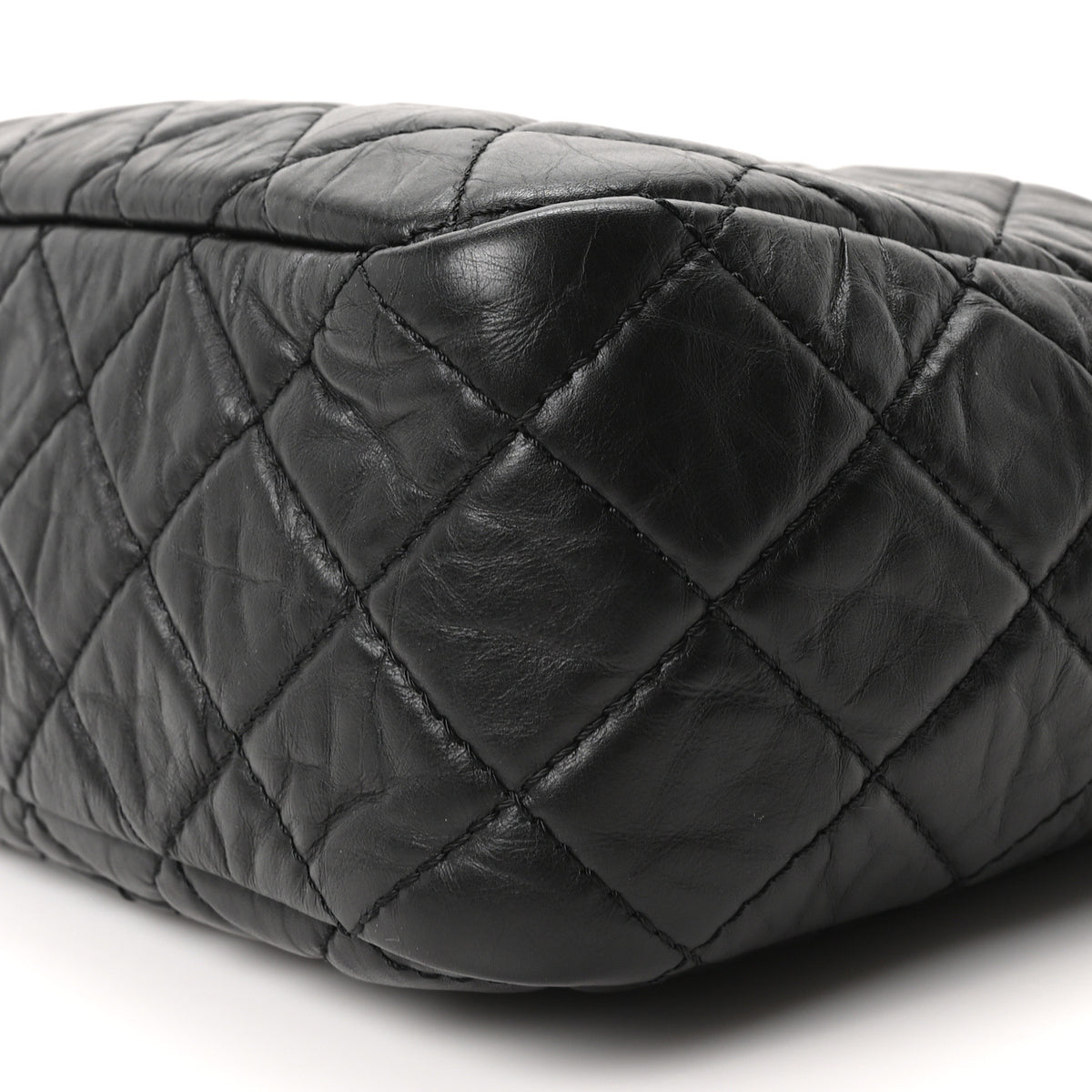 Aged Calfskin Quilted Large Reissue Camera Case Black Black
