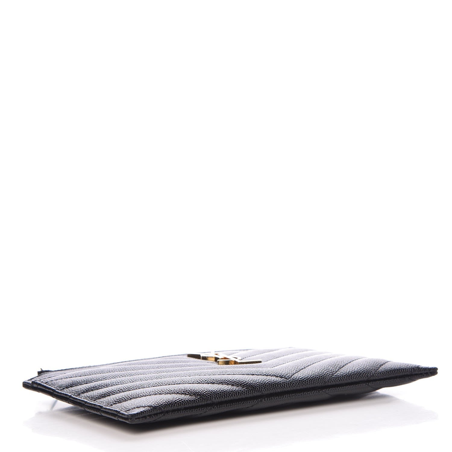 Saint Laurent Grain De Poudre Chevron Monogram Bill Pouch Black 4 of 8
