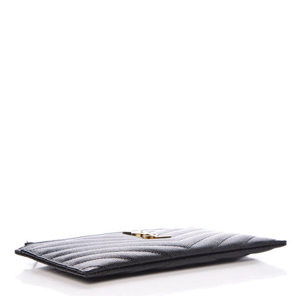 Saint Laurent Grain De Poudre Chevron Monogram Bill Pouch Black 4 of 8