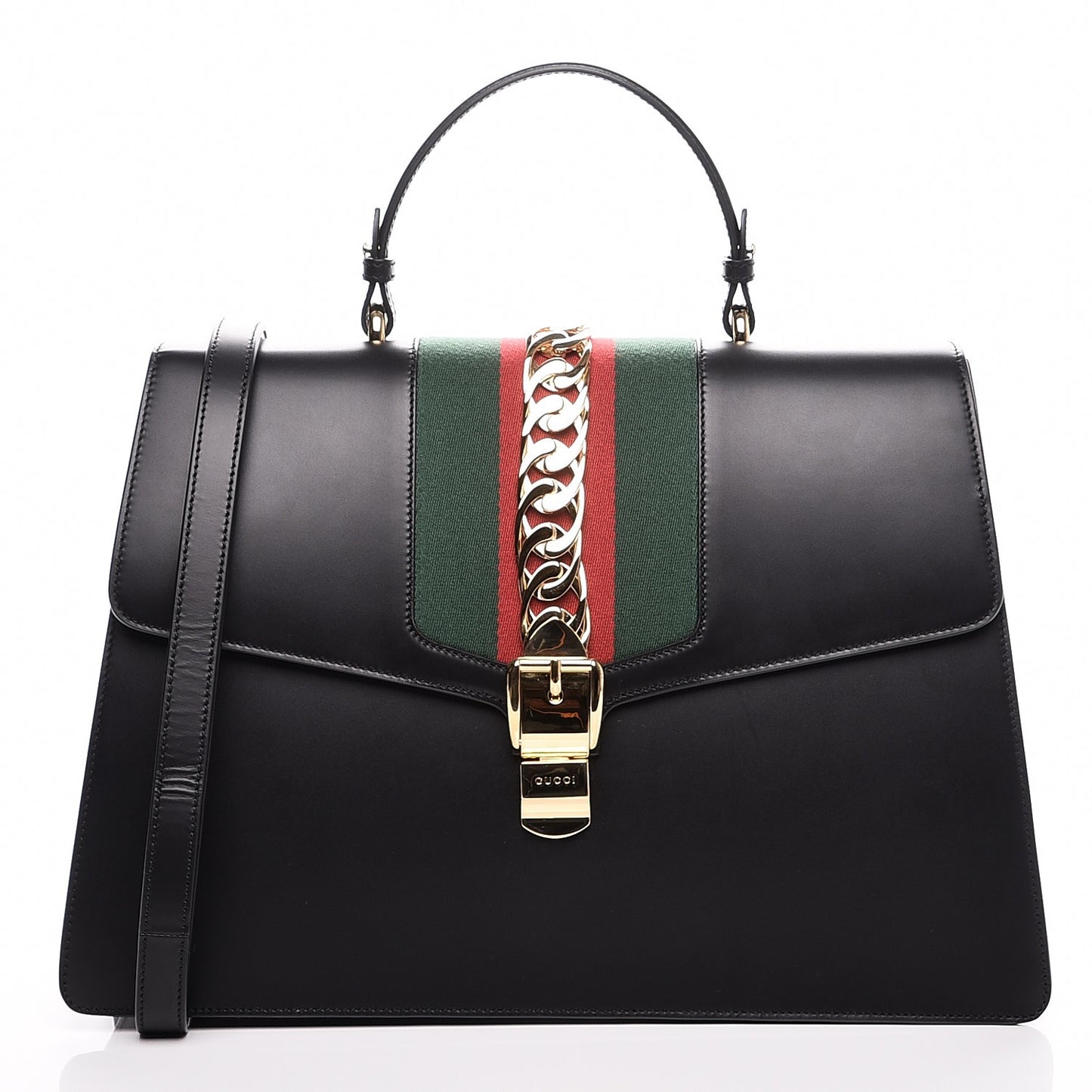 Calfskin Maxi Sylvie Top Handle Bag Black