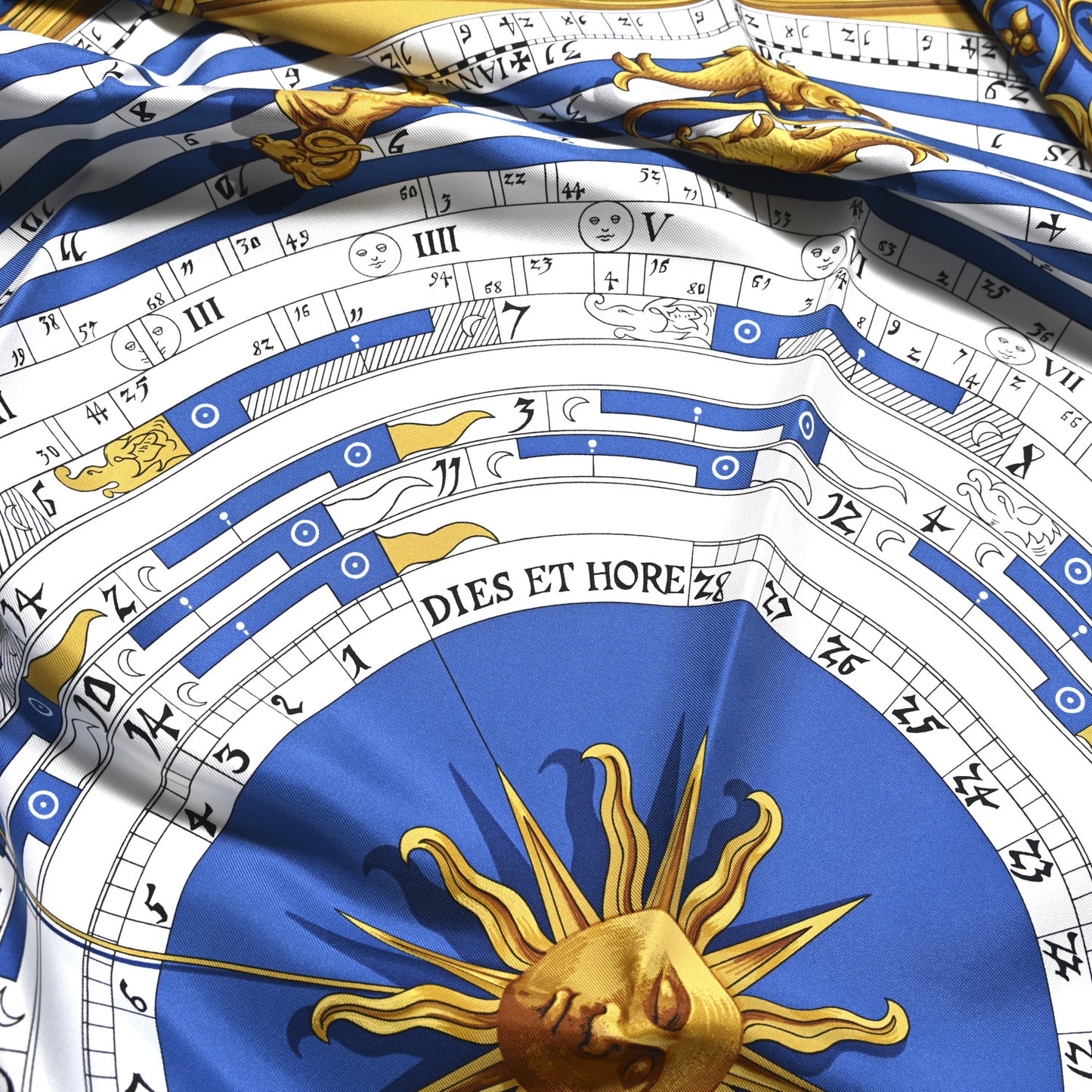 Silk Astrologie Scarf 90 Bleu Cobalt Vieil