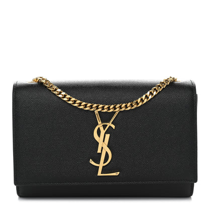 Saint Laurent Grain De Poudre Small Classic Monogram Kate Satchel Black 1 of 12
