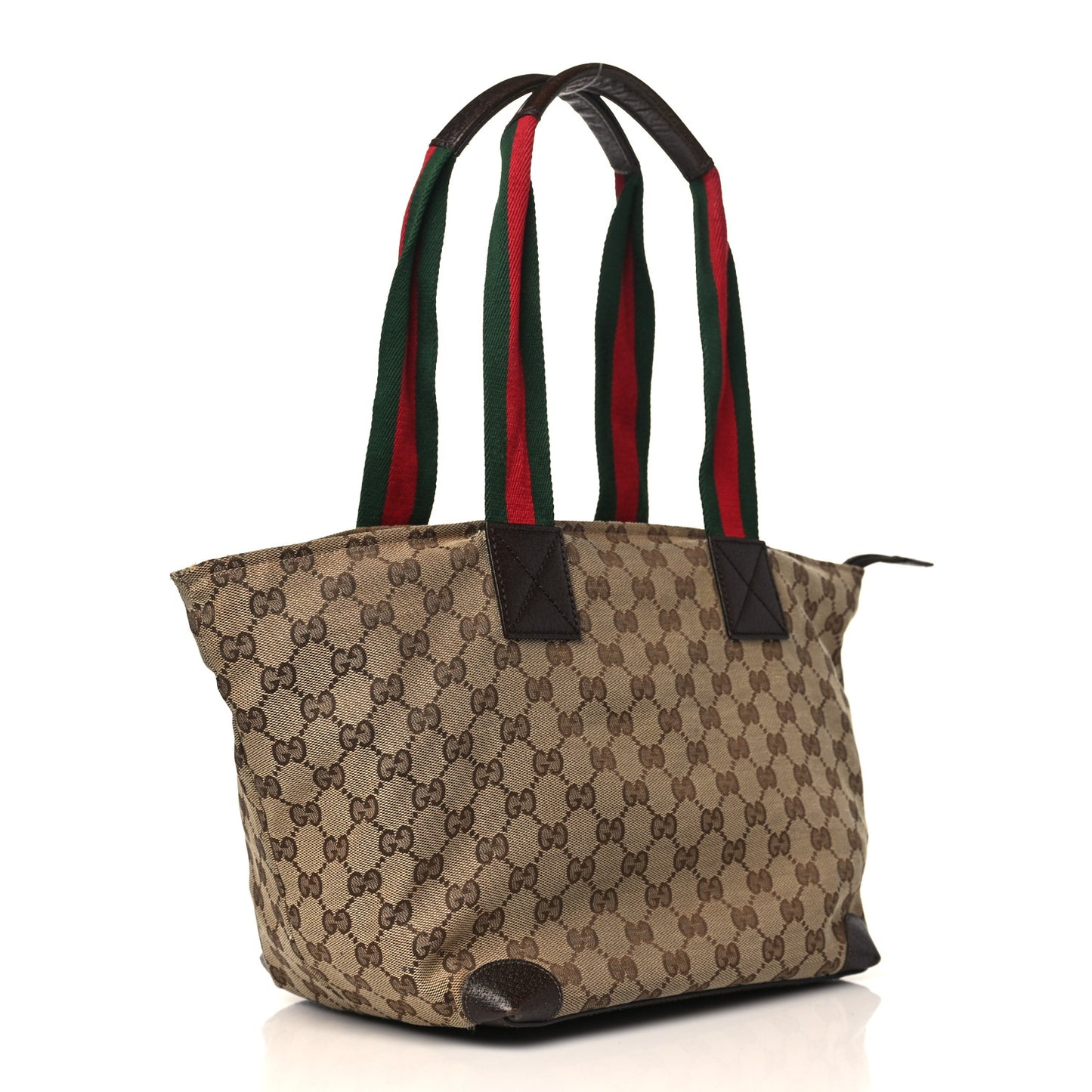 GG Monogram Medium Web Handle Bucket Tote Dark Brown