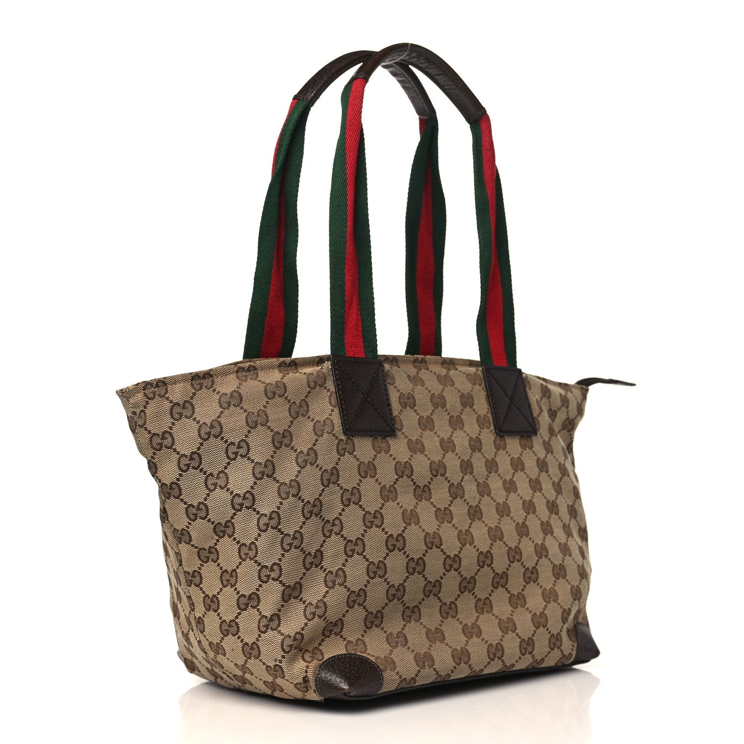 Gucci GG Monogram Medium Web Handle Bucket Tote Dark Brown 3 of 12