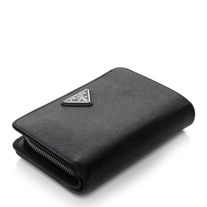 Prada Saffiano Metal Compact Wallet Black 4 of 13