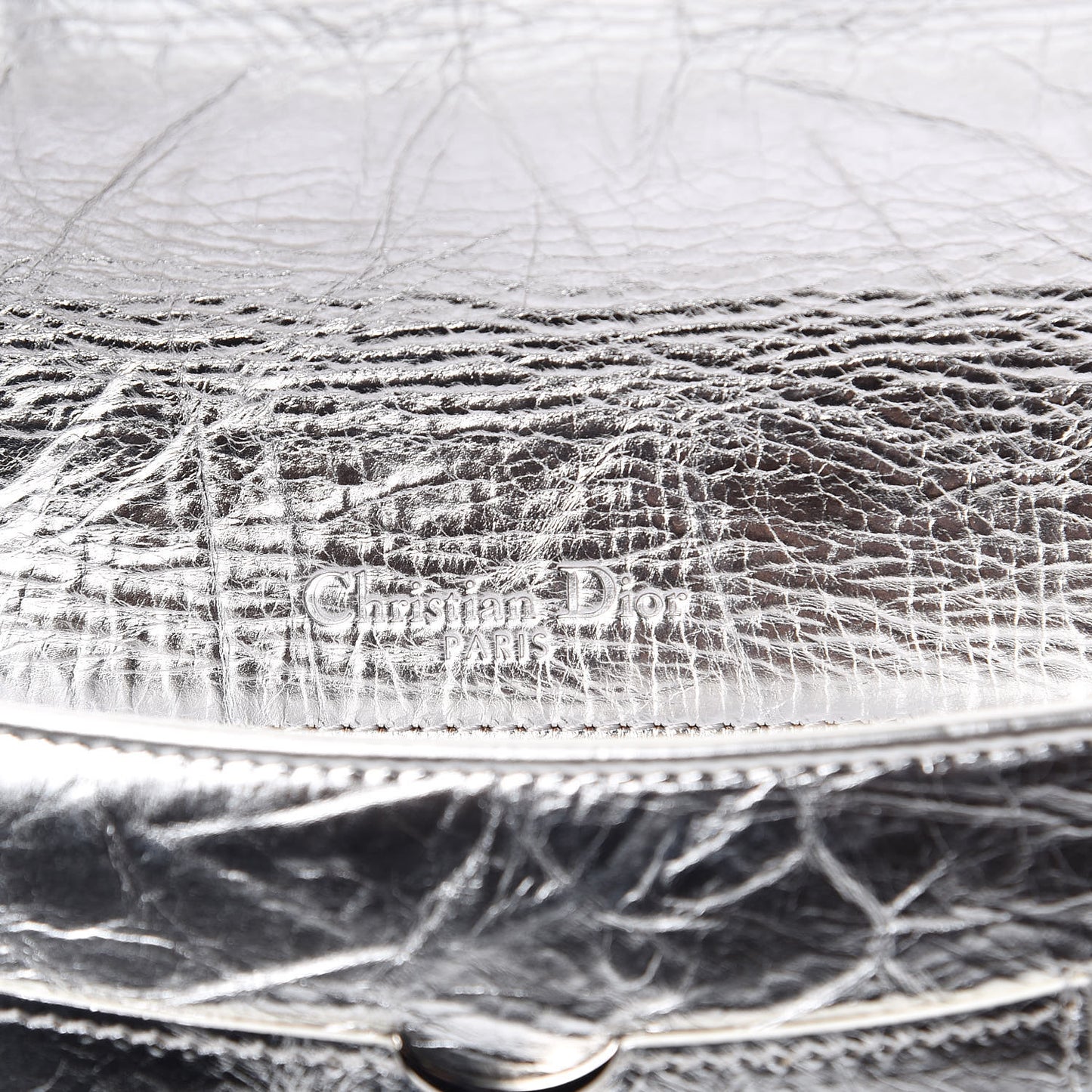 Metallic Calfskin Diorama Clutch Silver