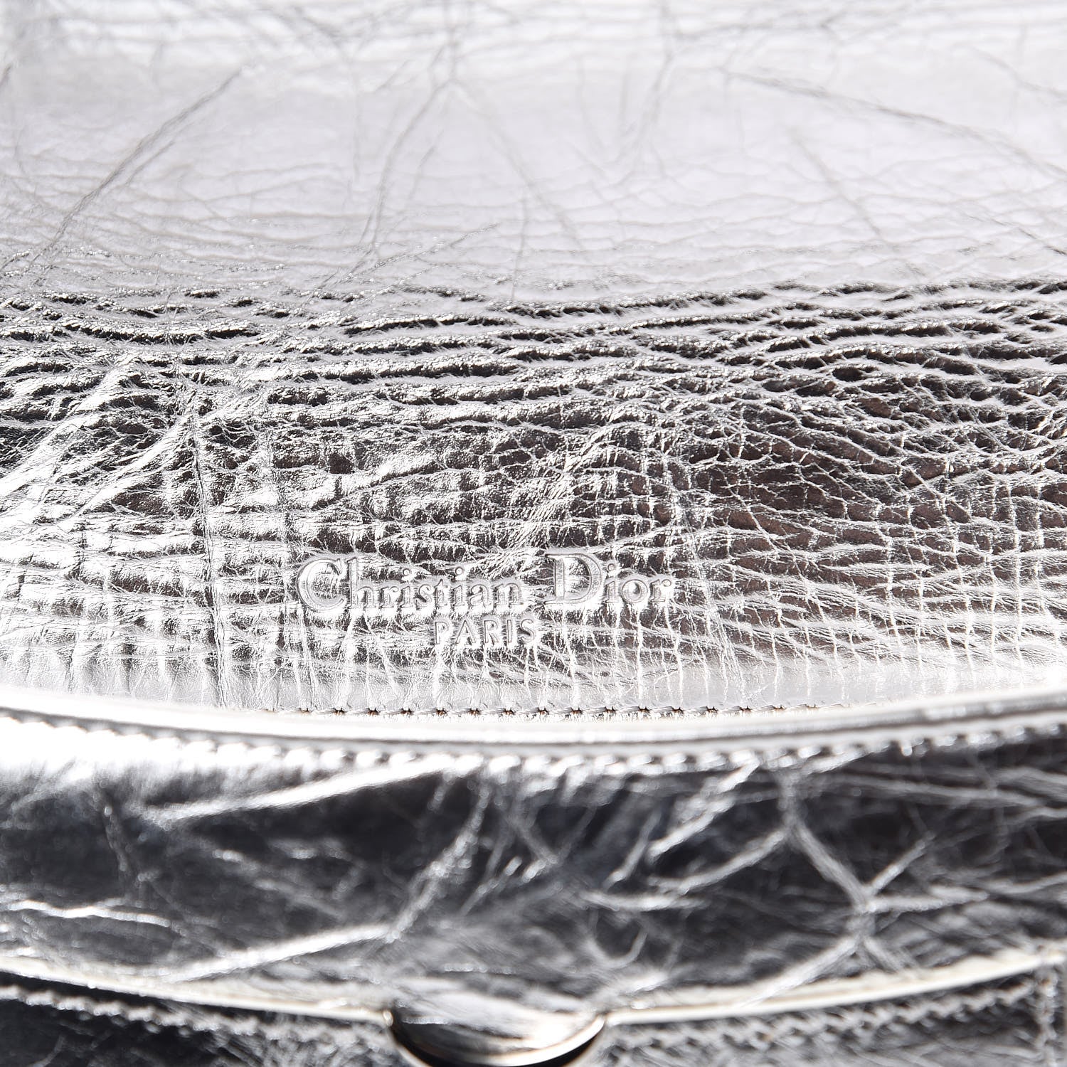 Christian Dior Metallic Calfskin Diorama Clutch Silver 6 of 8