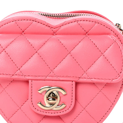 Chanel Lambskin Quilted CC In Love Heart Clutch With Chain Pink 8 of 11