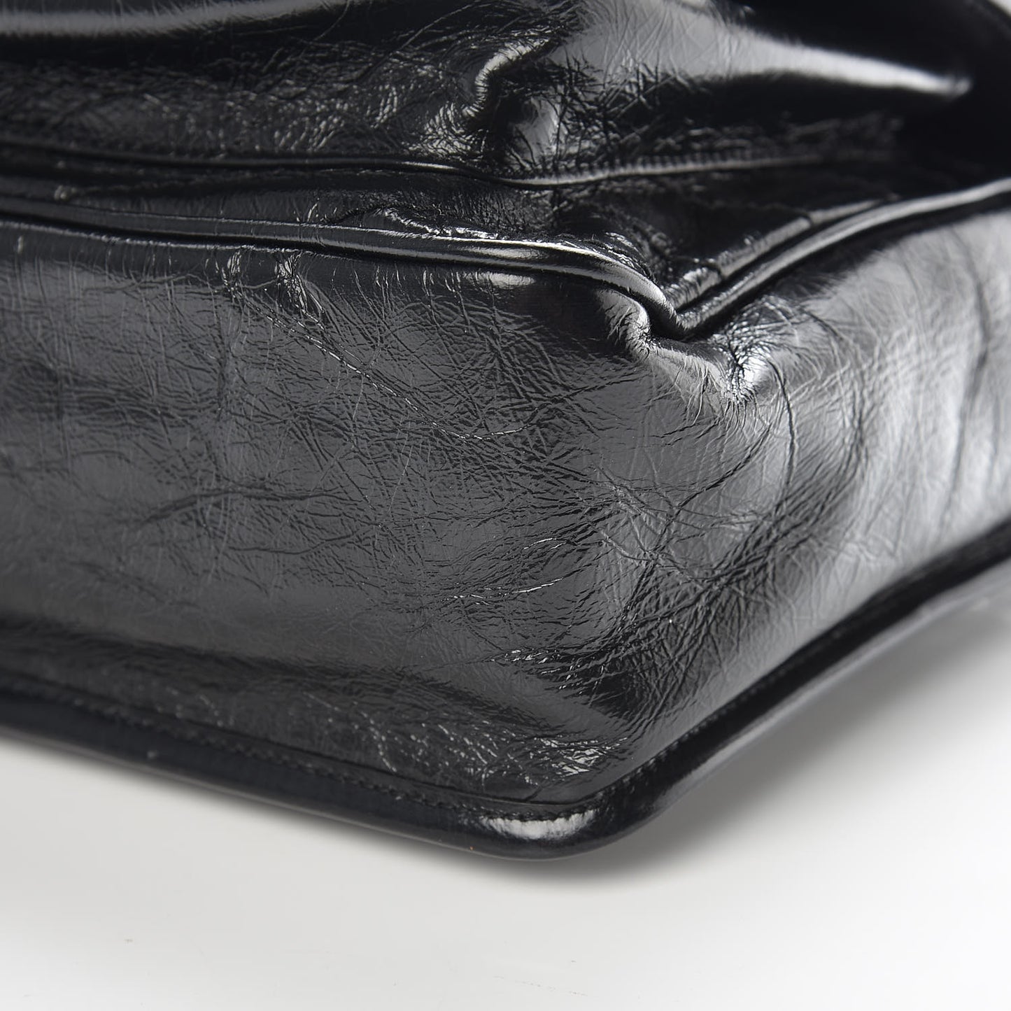 Crinkled Calfskin Matelasse Monogram Medium Niki Chain Satchel Black