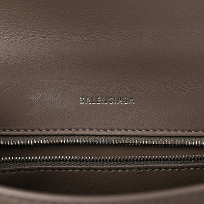 Balenciaga Shiny Calfskin Crocodile Embossed Small Hourglass Top Handle Bag Mink Grey 5 of 8