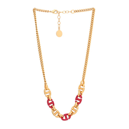 Christian Dior Metal Resin CD Logo Chain Choker Gold Raspberry 3 of 5