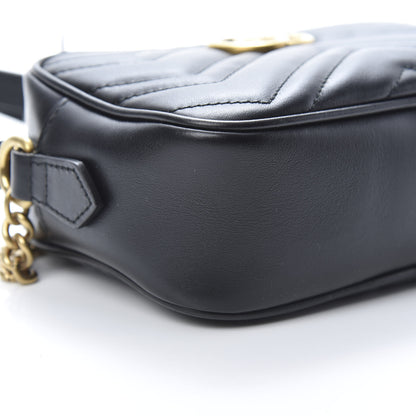 Gucci Calfskin Matelasse Mini GG Marmont Chain Shoulder Bag Black 9 of 11