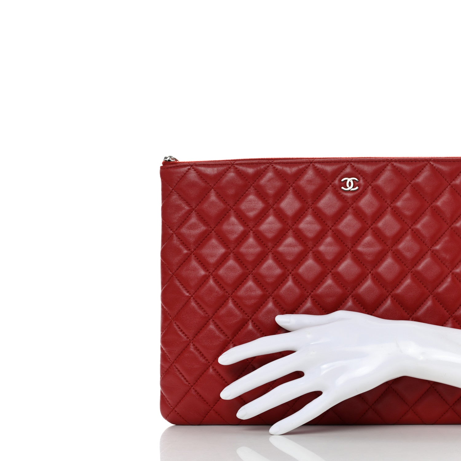 Chanel Lambskin Quilted Large Cosmetic Case Red 2 of 8