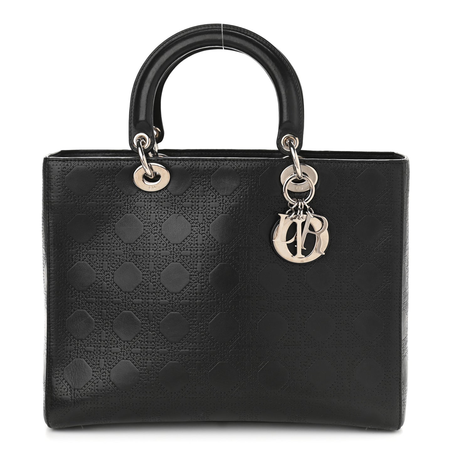 Lambskin Embossed Cannage Large Lady Dior Black