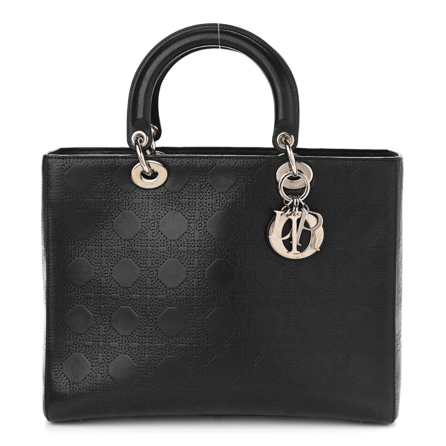 Christian Dior Lambskin Embossed Cannage Large Lady Dior Black 1 of 11
