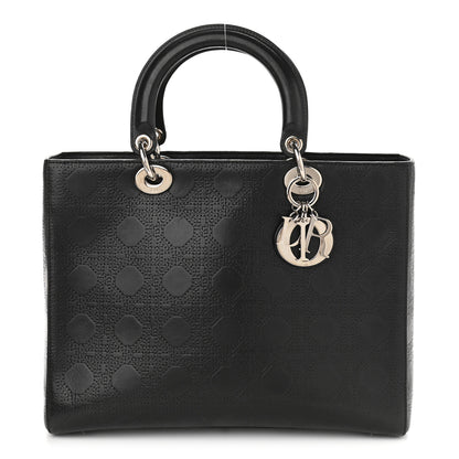 Christian Dior Lambskin Embossed Cannage Large Lady Dior Black 1 of 11