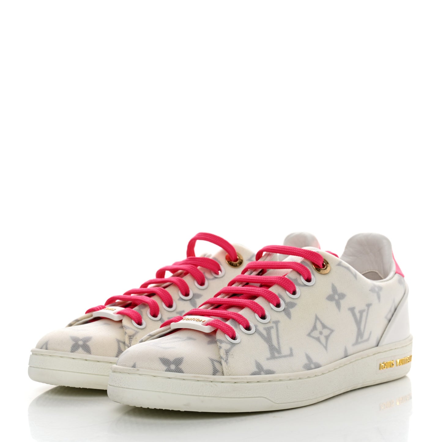 Technical Fabric Calfskin Monogram Frontrow Sneakers 36 Pink