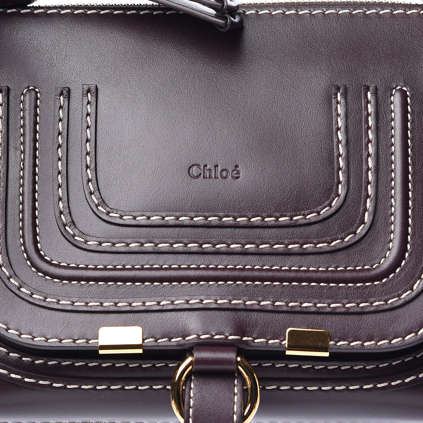 Shiny Calfskin Small Marcie Saddle Shoulder Bag Black Raisin