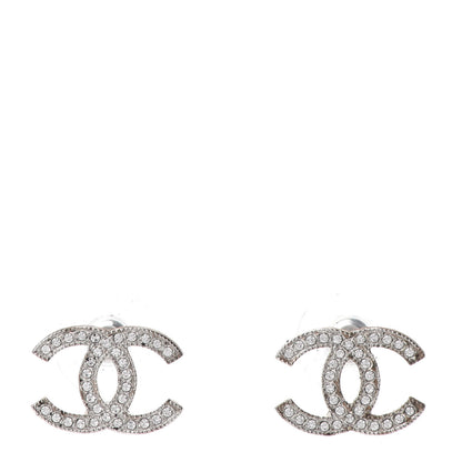 Chanel Crystal CC Earrings Silver 1 of 5