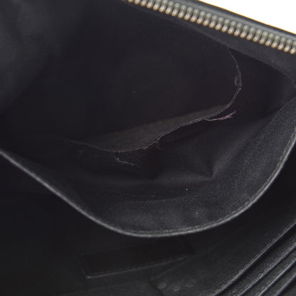 Saint Laurent Calfskin Crocodile Embossed Sac De Jour Carryall Pouch Black 11 of 12