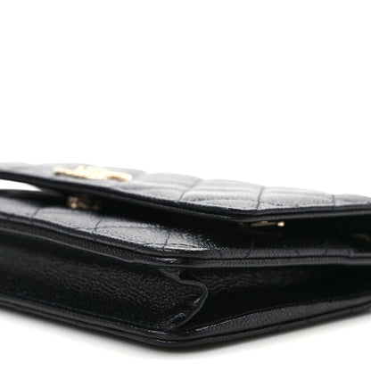 Chanel Caviar Quilted Chain CC Wallet On Chain WOC Black 10 of 11