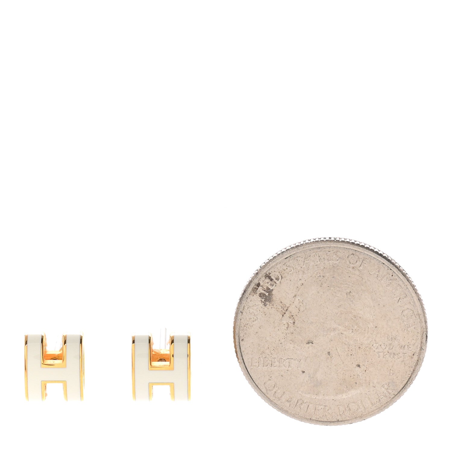 Hermes Gold Lacquered Mini Pop H Earrings White 2 of 7