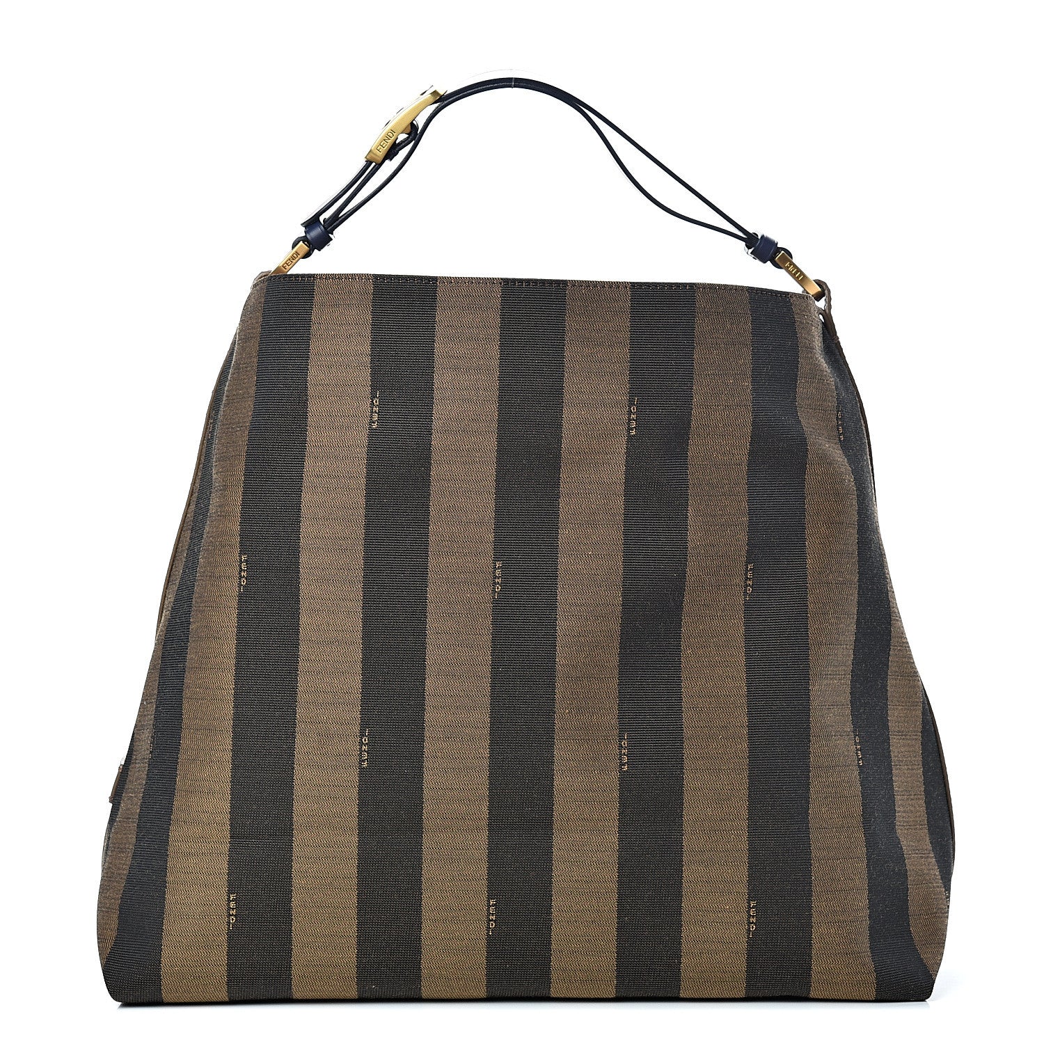 Fendi Pequin Cuoio Vegetale Large Hobo Tobacco Blue Mirto Cuoio 1 of 9