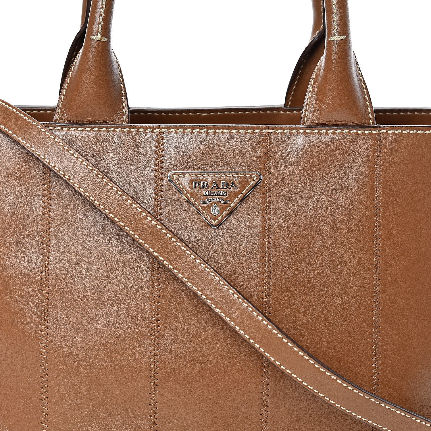 Prada Soft Calfskin Tote Cannella 8 of 14