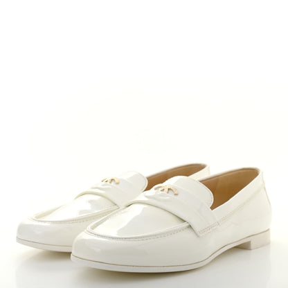 Chanel Patent CC Mocassin Loafers 36 White 3 of 11