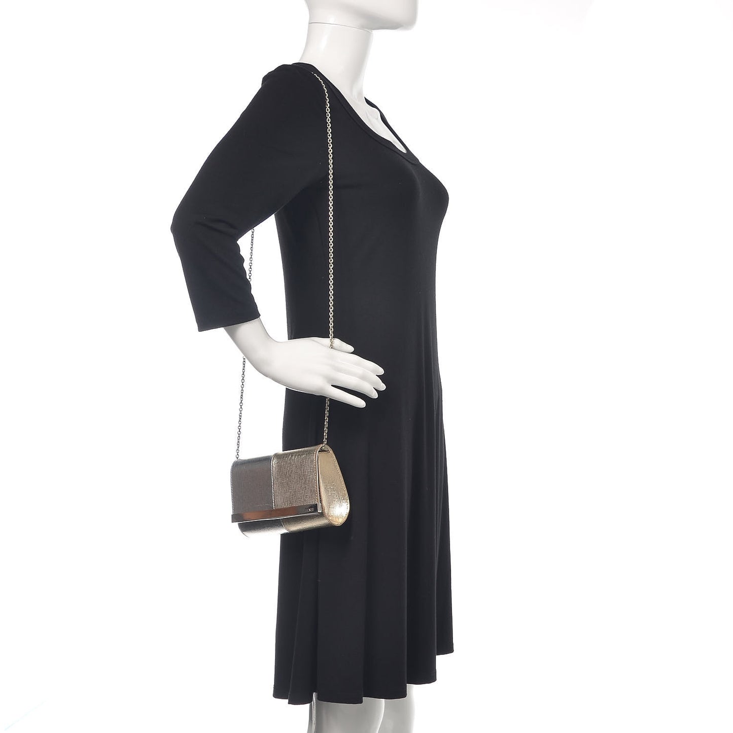Vitello Mirror Elite Bi-Color Mini Rush Clutch Argento Champagne