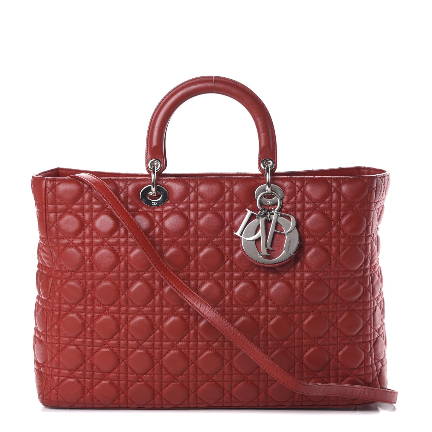 Lambskin Cannage Large Lady Dior Red
