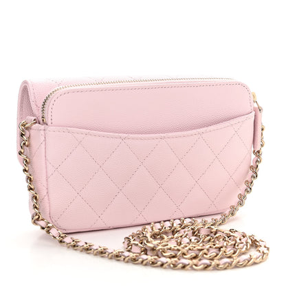 Chanel Caviar Quilted Flap Phone Holder With Chain Light Pink 3 of 13