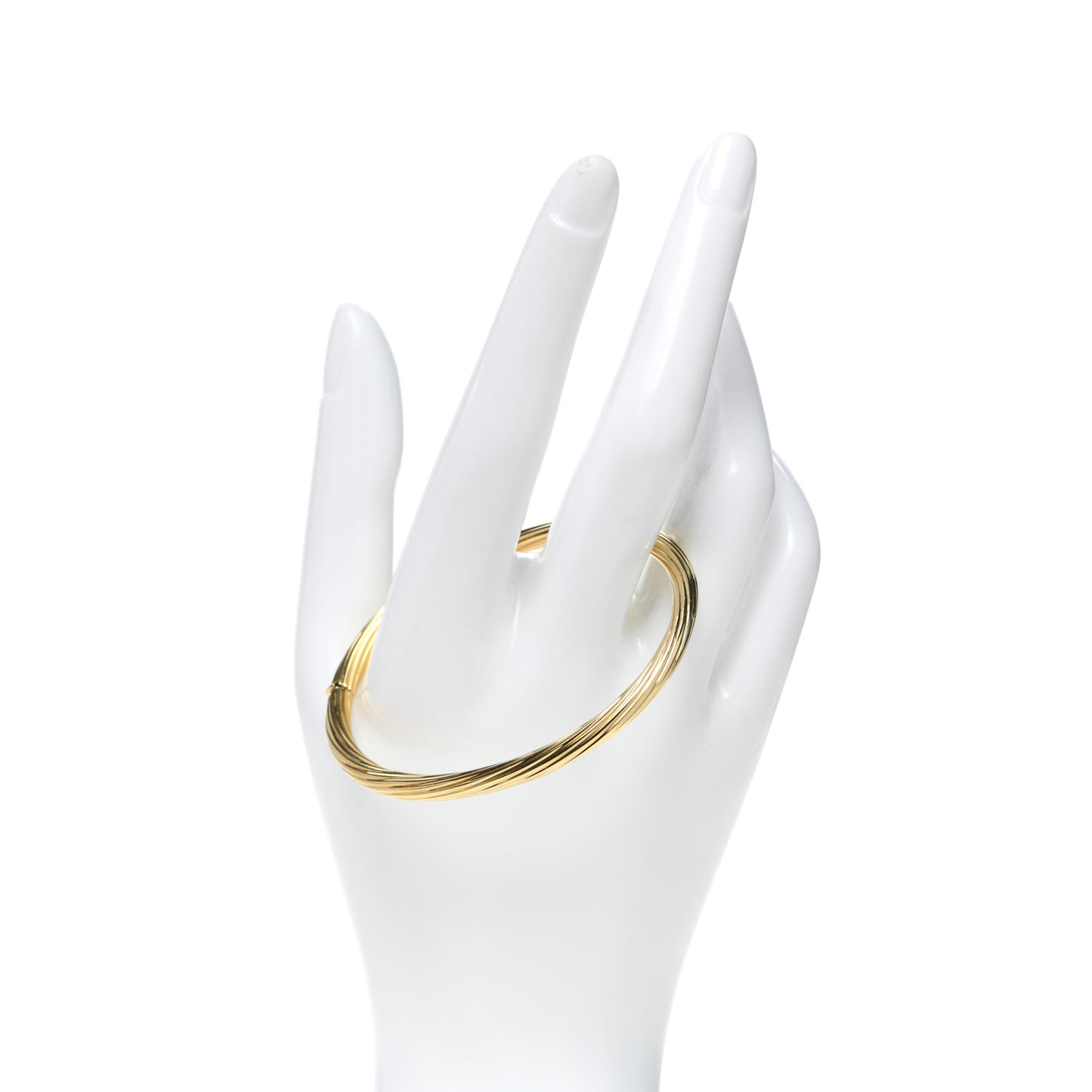 18K Yellow Gold Hinged Twist Bangle Bracelet