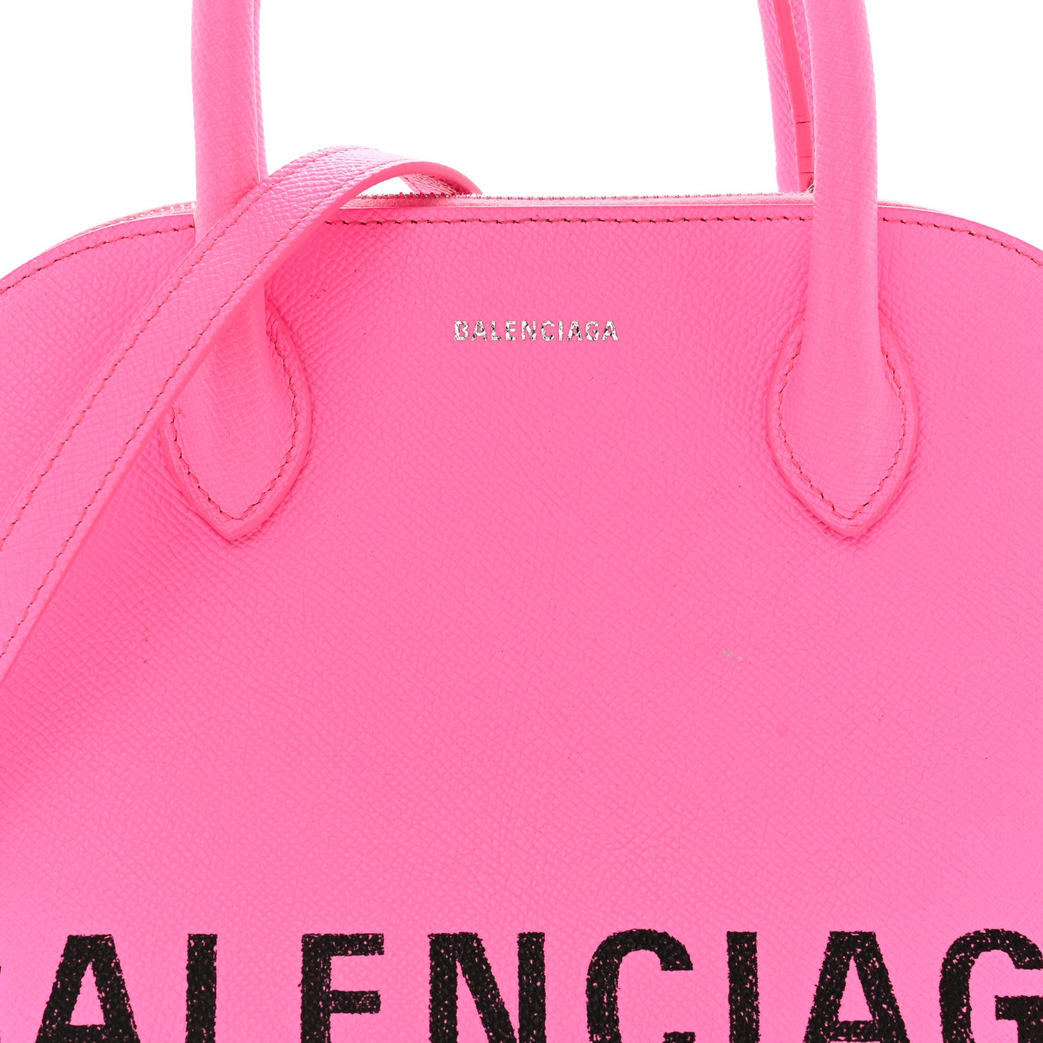 Balenciaga Signature Grained Calfskin Logo M Ville Top Handle Bag Rose Bubblegum Black 7 of 19